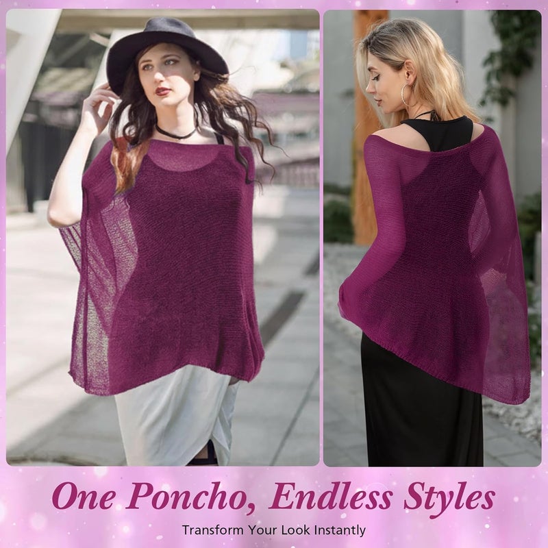 Jamntower 1 Pcs Women Sheer Poncho Shrug Summer Sheer Blouse Top Lightweight Poncho Sheer Bolero for Formal Evening Dress - Image 5